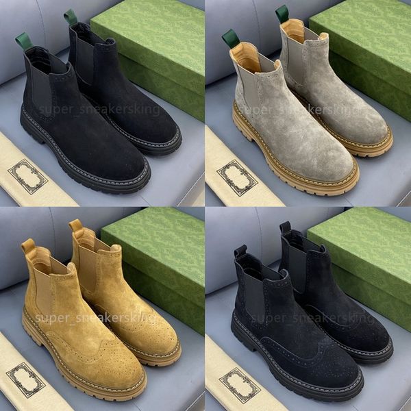 Botas de hombre Zapatos de diseñador Botas de gamuza italiana Doc Martens Diseñador Botas de nieve para hombre Botas de tobillo con fondo Oxford tamaño 37-46 Con caja