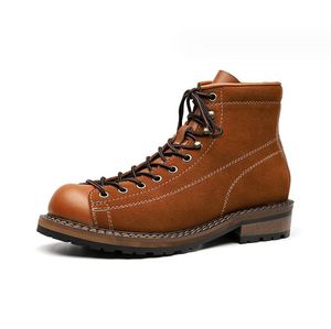 Bottes d'hommes Vintage Travail Bottines Fashion Lacet-Up Casual Fabinet Falle Casual Le cuir Chaussures British Designer Motorcycle pour garçons Bottes de robe de fête