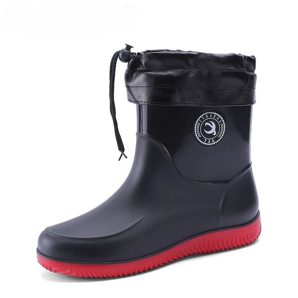 Botas para hombre Botas de lluvia impermeables con felpa cálida extraíble, calzado para jardín, botas de pesca antideslizantes de goma para las cuatro estaciones, 231226