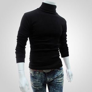 Hommes sommets automne mince pulls chaud automne col roulé pulls noir pulls vêtements pour homme coton tricoté pull mâle pulls