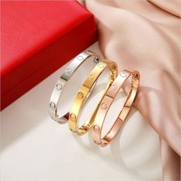 Männer Armband Designer Schmuck Frauen Armreif Liebe Schraube Liebhaber Titan Stahl Zirkon Stein Charme Modeschmuck Gold Luxus Desig259T