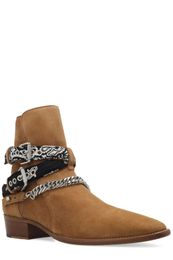 Men Brand Ami Ri Tan Bandana boucle Bottes de boucle de la cheville-hauteur Chaîne de boucle de broche de broche textile imprimée à hauteur de cheville