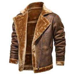 Veste de motard de marque Men Nouveau manteau en cuir en fourrure de fourrure pour hommes d'hiver