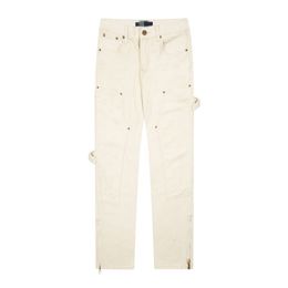 Brand Brand Jeans Designer Street Leisure Entertainment Sports brodés Slim Fit High Street Jeans Couleur solide blanc