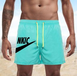 Calções masculinos com estampa de logotipo de marca, bolso, shorts de natação de secagem rápida para homens, roupa de banho, banho de verão, roupa de praia, calção de banho, surf