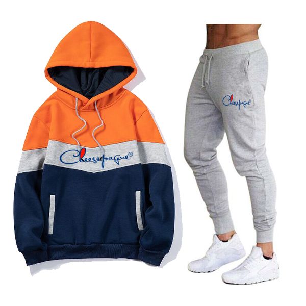 Chándal con LOGO de marca para hombre, conjunto informal de 2 piezas, sudadera con capucha y pantalones de chándal, ropa deportiva estampada, ropa para hombre, traje deportivo sólido para correr