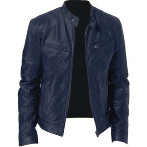 Hommes marque printemps automne véritable veste en cuir PU Streetweaar manteau homme fermeture éclair Moto Biker Vintage vestes en cuir S-5XL 240227