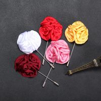 bouton épinglette de fleur hommes 5cm costume fil tissu Boutonnière broche 15 couleurs bâton rose pour le mariage fibules