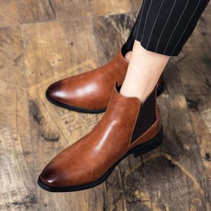 Men Brown Boots Business Formal Dress Shoes