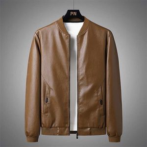 Chaqueta marrón para hombre Chaquetas de cuero de otoño e invierno Ropa de moda coreana Abrigo de piel de talla grande 211119