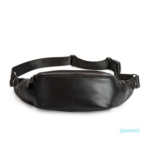 Hommes Bumbag Fanny Pack Hip Bag Banano De Cintura Banane Taille Pack PU Cuir Noir Petit Serré Sling Ceinture Sac Petit Poitrine Sac Banana Sac