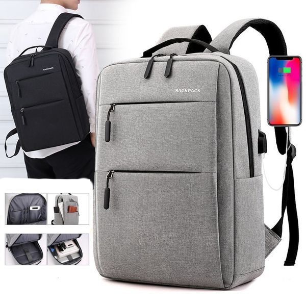 Sac à dos d'affaires étanche pour hommes, pochette d'ordinateur 15.6 pouces, sac de luxe USB, sac de voyage, de travail, multifonction, à la mode, pour l'école