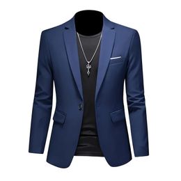 Blazer informal de negocios para hombre talla grande M-6XL traje de color sólido chaqueta vestido ropa de trabajo abrigos de gran tamaño ropa de marca masculina esmoquin 240117