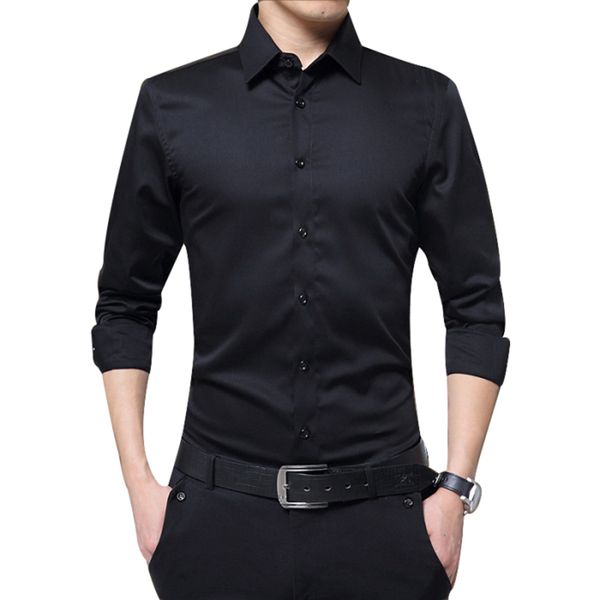 Hommes chemises d'affaires à manches longues chemises habillées coupe ajustée solide formel luxe Design chemises décontractées hommes élégants robe hauts