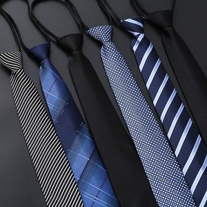 Hommes affaires cravate vêtements de cérémonie fermeture éclair bleu rayé paresseux arc marié Occasion de mariage Version de noir vêtements accessoire