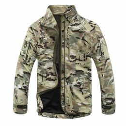 Hommes Camoue Militaire Veste Tactique Hiver Sharkskin Soft Shell Imperméable Coupe-Vent Vestes Manteau Polaire Armée Chasse Vêtements T53R #