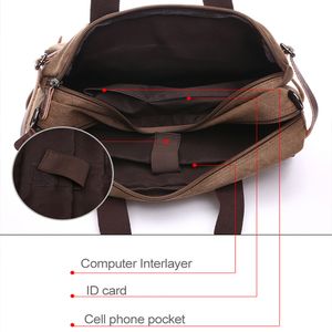 Mannen Canvas Aktetas Reistassen Koffer Klassieke Messenger Schoudertas Tote Handtas Grote Casual Business Laptop Pocket XA138ZC 200918