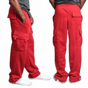 Mannen Cargo Jogger Broek Herfst Hip Hop Street Wear Losse Broek Multi Pocket Effen Kleur Overalls GYM Sportkleding s20c #