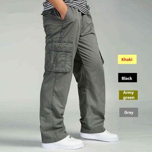 Pantalon cargo pour homme Pantalon de travail ample pour homme Armée militaire Vert Plus Taille 4XL 5XL 6XL Workman Kaki Long Baggy Pants G220224