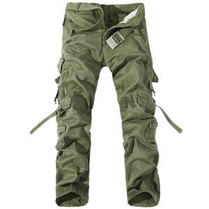 Pantalon cargo pour hommes Pantalon en coton décontracté pour hommes Pantalon militaire pour hommes solides Salopette Multi Poches Décoration Taille Plus Sans Ceinture 211119