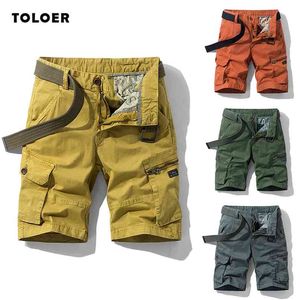 Mannen Cargo Shorts Katoen Lente Zomer Casual Broek Camouflage Mens Denim Mid Taille Multi-Pocket 210716