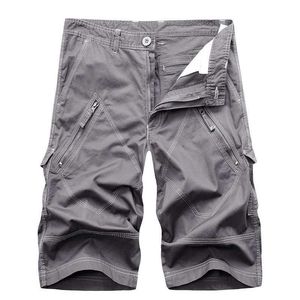 Hommes Cargo Shorts Été Coton Genou Longueur Pantalon Mâle Pantalon Occasionnel Vêtements De Mode Plus Taille 210714