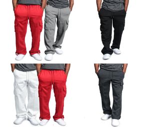 Hommes cargo pantalon de la jambe large lâche lâche mâle poches longues décontractées