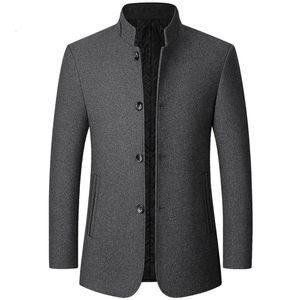 Men Cashmere Blazers costume vestes collier de stand-up Business Casual Coats Male Slim Fit 240407