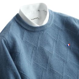 Suéter de cachemira para Hombre Otoño Invierno Jersey suave y cálido bata Hombre Pull Homme Hiver Jersey suéteres de lana de punto con cuello redondo 240130