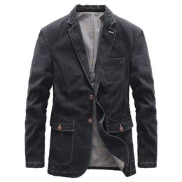 Hommes manteau décontracté grande taille 4XL printemps coupe ajustée Blazer veste loisirs hommes marque Denim costume vêtements d'extérieur Jean MY253 240125