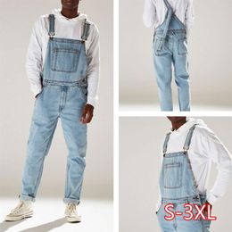 Mannen Casual Jeans Denim Riem Jean Jumpsuit Loszittende Mouwloze Casual Feminino Overalls Tuinbroek Playsuit254S