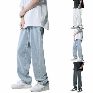 Hommes Casual Jeans Fi Lâche Plus Taille Jeans Street Pantalon à jambes larges Lg Denim Pantalon pour homme E6TY #