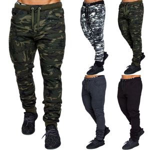 Hommes décontractés lacets joggeurs pantalon cargo combat pantalon de couleur solide camouflage pantalon de survêtement imprimé hip hop