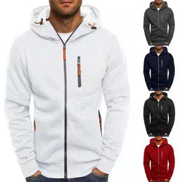 Hommes décontracté à manches longues fermeture éclair sweats à capuche hauts veste sport Fitness gymnase course pull à capuche sweat manteau vêtements d'extérieur 240201