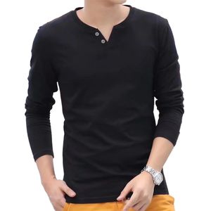 Mannen Casual Lange Mouw Trui Knop V-hals Henley T-shirt Slanke Dieptepunt Tops Herfst Shirt Warm RoundV Basic Top 240226