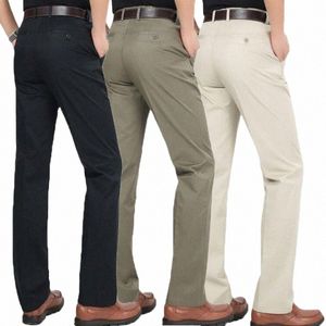 Pantalons décontractés pour hommes Pantalons taille haute Pantalons extensibles de haute qualité Pantalons droits Minces Cott Busin Pantalons à jambes droites J4Ba #