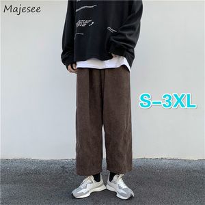 Men Casual broek plus maat 3xl vaste corduroy rechte broek mannelijke losse ins chic elastische taille trendy Koreaanse stijl streetwear 220629