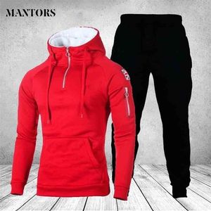 Men Casual Sets Brand Patchwork Jogger Tracksuit Mannelijke Zipper Hoodies+Pants 2pc Men's Sportswear Sportsuits Clothing 210916