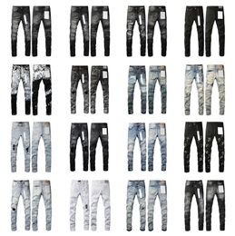 Jeans morados Diseñador para hombre Jean Ksubi Ripped High Street Brand Patch Hole Denim Straight Fashion Streetwear Silm