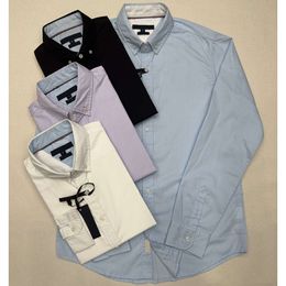 Camisas casuales para hombres Camisa de diseñador Camisa holgada para hombres Camisa de caballero Camisa de negocios de color sólido Tamaño normal Blusa de estilo americano de varios colores T5