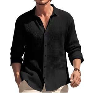 Camisas casuales para hombre Camisa holgada de manga larga con botones y solapa de playa