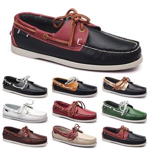 Zapatos casuales para hombres Ocios negros Platas Taupe Dlives Marrón Gris Rojo Verde Caminar Bajo Suave Multis Cuero Zapatillas de deporte para hombre Zapatillas de deporte al aire libre Zapatos náuticos transpirables BB011