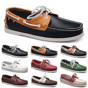 Hommes Casual Chaussures Noir Loisirs Argent Taupe Dlives Marron Gris Rouge Vert Marche Basse Souple Multis Cuir Hommes Baskets Baskets En Plein Air Chaussures Bateau Respirant BB024