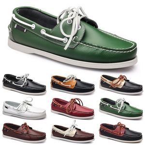 Zapatos casuales para hombres Ocios negros Platas Taupe Dlives Marrón Gris Rojo Verde Caminar Bajo Suave Multis Cuero Zapatillas de deporte para hombre Zapatillas de deporte al aire libre Zapatos náuticos transpirables BB020