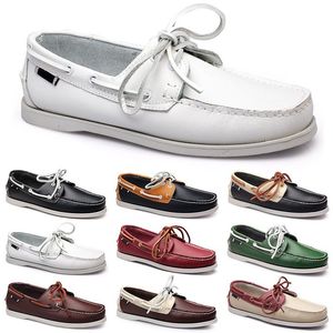 Hommes Casual Chaussures Noir Loisirs Argent Taupe Dlives Marron Gris Rouge Vert Marche Basse Doux Multis Cuir Hommes Baskets Baskets En Plein Air Chaussures Bateau Respirant BB006