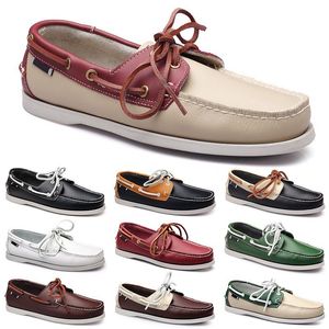 Hommes Casual Chaussures Noir Loisirs Argent Taupe Dlives Marron Gris Rouge Vert Marche Basse Souple Multis Cuir Hommes Baskets Baskets En Plein Air Chaussures Bateau Respirant BB026