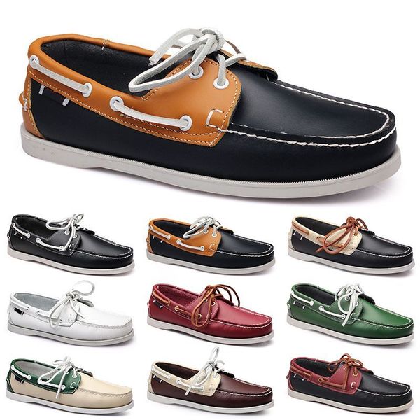 Hommes Casual Chaussures Noir Loisirs Argent Taupe Dlives Marron Gris Rouge Vert Marche Basse Doux Multis Cuir Hommes Baskets Baskets En Plein Air Chaussures Bateau Respirant BB040