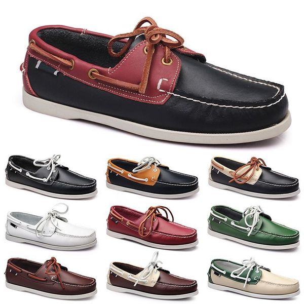 Zapatos casuales para hombres Ocios negros Platas Taupe Dlives Marrón Gris Rojo Verde Caminar Bajo Suave Multis Cuero Zapatillas de deporte para hombre Zapatillas de deporte al aire libre Zapatos náuticos transpirables BB038