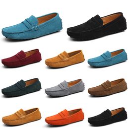 Zapatos casuales para hombre Alpargatas Triple Negro Blanco Marrón Vino Rojo Azul marino Caqui Zapatillas de deporte de cuero de gamuza para hombre Zapato náutico sin cordones Conducción plana al aire libre Correr Caminar 38-52 A018