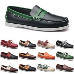 Zapatos casuales para hombre, mocasines, zapatillas de cuero de tela, zapatillas de deporte de corte bajo, clásico, negro, verde, zapato de vestir, entrenador para hombre